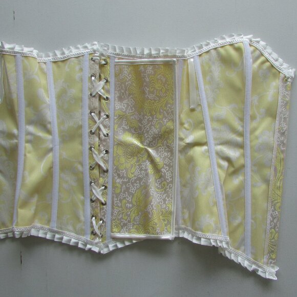 Gold Jacquard Ruffled Corset Set - NEW - Picture 9 of 11